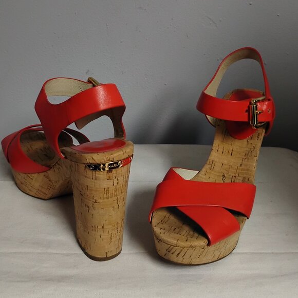 ❤️MICHAEL KORS NATALIA MANDARIN OPEN TOE PLATFORM SANDALS SHOES 7.5 - Picture 2 of 13